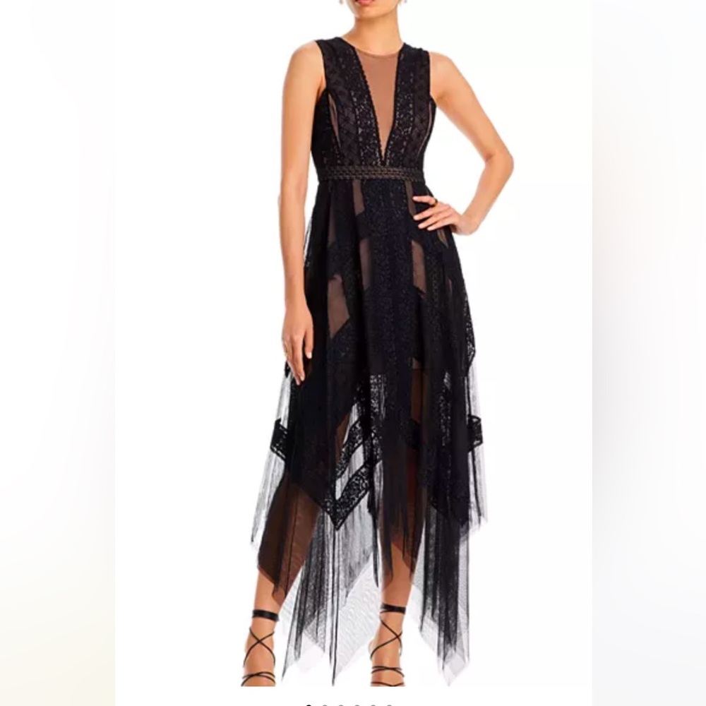 BCBGMaxazria Andi lace trim dress